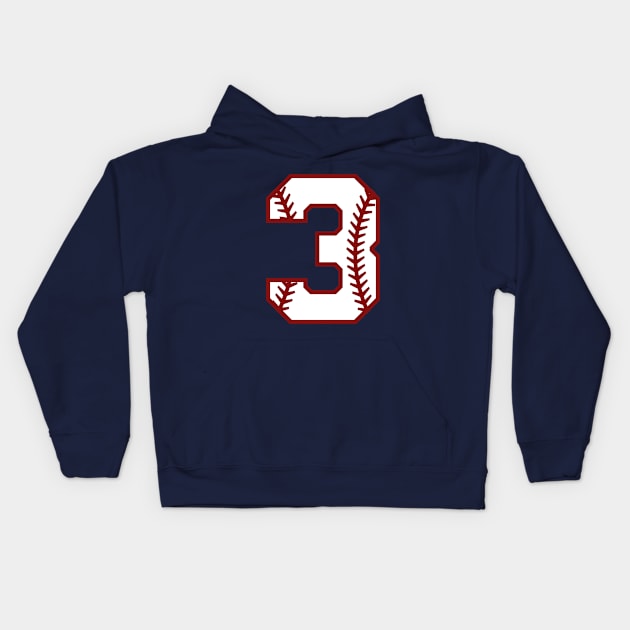 Baseball Number #3 Kids Hoodie by mintipap